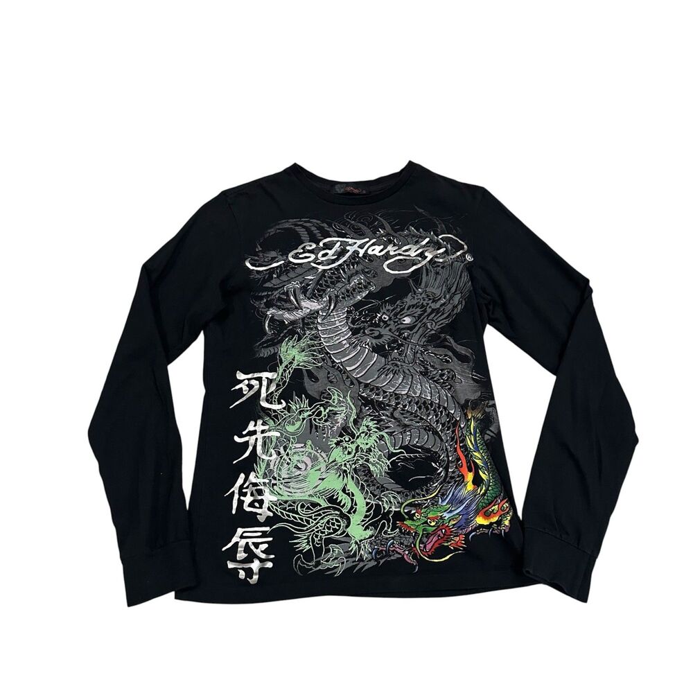 Ed Hardy Dragon Long Sleeve Tee Size S